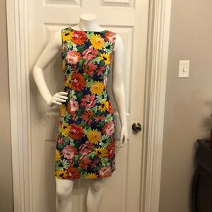 Leslie Fay Size 14 women’s floral sleeveless shift dress travel career office